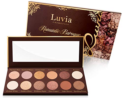 Paleta de sombras de ojos mate, brillante, tonos nude – Maquillaje barroco romántico – Incluye 12 colores románticos nude & oro rosa – Vegano profesional