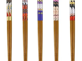 Palillos Chinos, Naturales Reutilizables Estilo japonés decorado Set de 5 Pares,Para Sushi, Fideos, Ramen, Comida China,-Regalos Originales para Hombre y Mujer