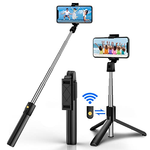 Palo Selfie con Disparador Bluetooth, Giratorio 3 en 1, Mini Palo de Selfie Extensible, de Aluminio, Compatible con iPhone 12 Pro MAX, 12 Mini, 11 Pro MAX, Samsung S20 Plus, Note 10, etc.