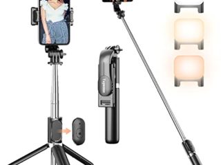 Palo Selfie con Luz de Relleno, Tupwoon Palo Selfie Trípode para Movil Extensible de 104cm y Trípode Teléfono Flexible con Mando, Compatible con iPhone/Samsung/Huawei, etc.