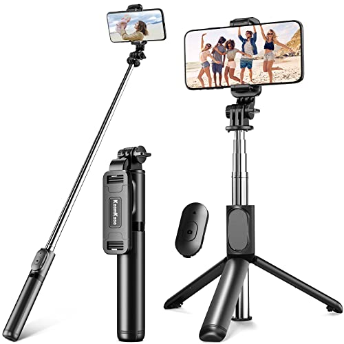 Palo Selfie Trípode, 4 en 1 Mini Extensible Selfie Stick Móvil con Inalámbrico Control Remote, Compatible con iPhone 13/12/11/XS MAX/XS/8 Plus/8, Samsung S10, Huawei, Xiaomi, etc.