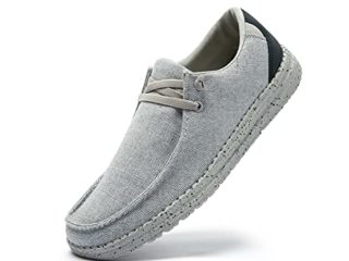 PAMRAY Zapatos de Cordones Hombre Casuales Sneakers Classic Mocasines Running Zapatillas Deportivas Corriendo Transpirable Gris 40