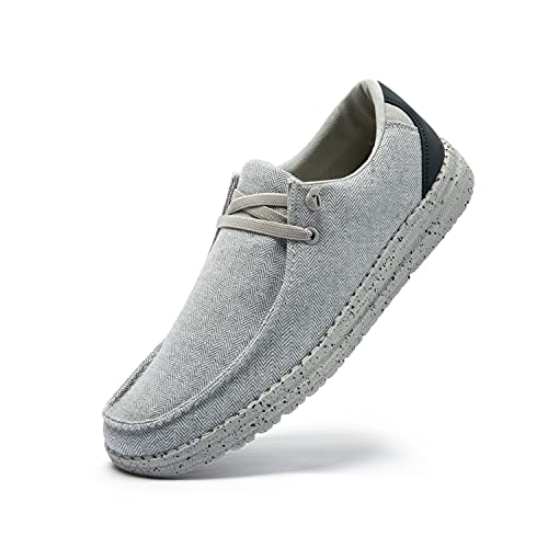 PAMRAY Zapatos de Cordones Hombre Casuales Sneakers Classic Mocasines Running Zapatillas Deportivas Corriendo Transpirable Gris 40