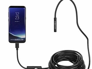pancellent Android endoscopio 2.0 megapíxeles CMOS HD 2 en 1. Impermeable cámara de inspección de boroscopio con Cable rígido en Forma (5 Metros) para Dispositivo de Tableta de teléfono Inteligente