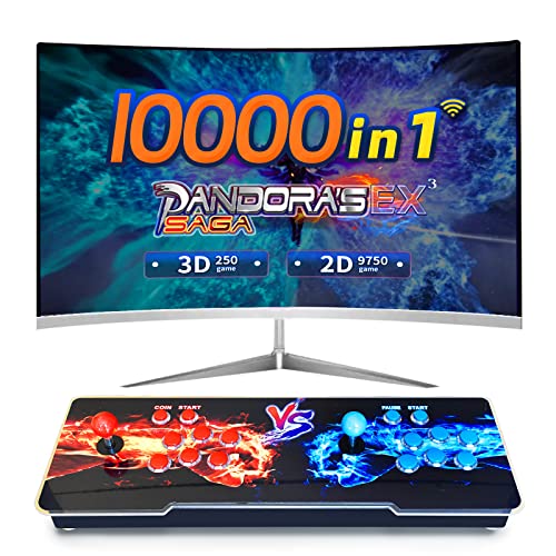 Pandora Box 10000 Juegos en 1 Consola 3D WiFi Arcade Machine Mercado integrado 10000+ descarga de juegos, consola de juegos retro consola admite 4 jugadores, apto para PC / TV / PS3 (HDMI VGA USB)