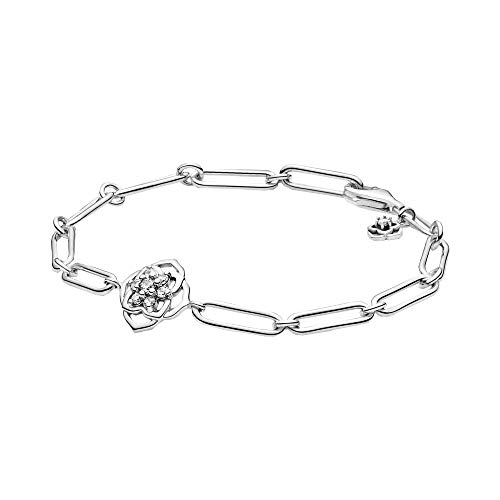PANDORA, Pulsera de Plata de Ley con pétalos de Rosa, con circonitas cúbicas, 16 cm, 599409C01-16