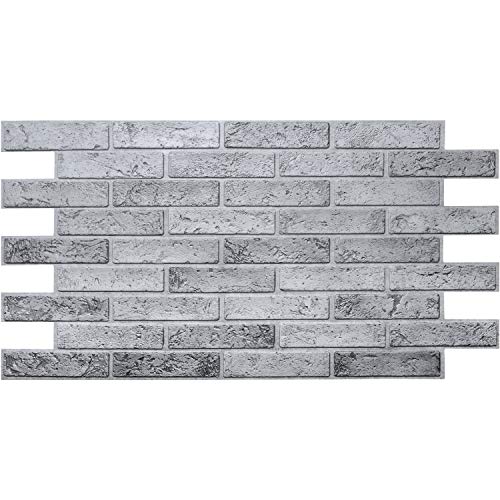 Paneles de pared de PVC 3D decorativos azulejos revestimiento - Gris ladrillo (10 piezas)