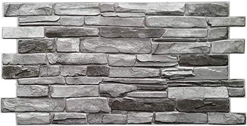 Paneles de pared de PVC 3D decorativos azulejos revestimiento – plata pizarra (10 piezas/4,9 m2)