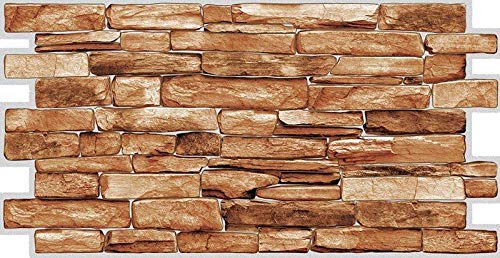 Paneles Decorativos 3D Efecto Piedra De Karelian, Revestimiento de Paredes, Papel Pintado Pared 3D PVC Antihumedad, Ladrillos 3D Adhesivos, Pegatina de Pared 3D, (paquete de 40 piezas/19.60 m²)