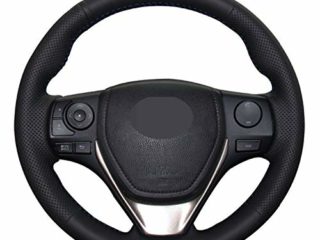 Pangtyus Cubierta Volante,para Toyota RAV4 2013-2019 Corolla 2014-2019 Auris 2013-2016,Funda de Volante de Coche Cosida a Mano Transpirable Antideslizante de Cuero DIY