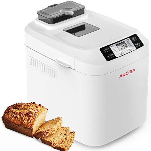 Panificadora, Máquina para Hacer Pan con 12 Programas, Panificadora Automática de dispensador,Pan sin gluten,sin BPA, 3 Niveles de Horneado,pantalla LCD y mantener la función cálida