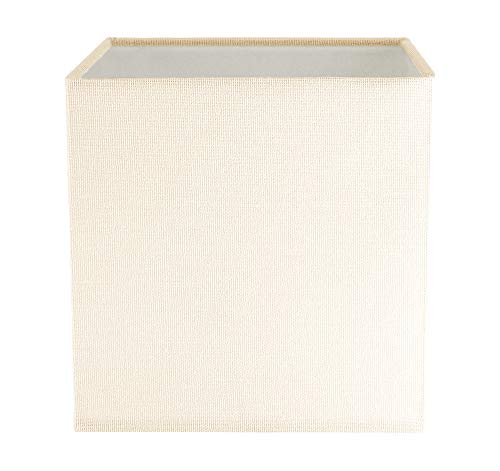 Pantalla de lámpara cuadrada de 16 cm de tela de lino color crema suave contemporánea y elegante por Happy Homewares
