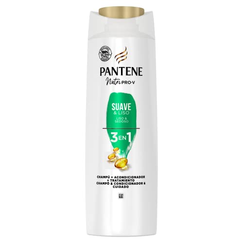 Pantene Pro-V Suave & Liso Champú, Acondicionador y Tratamiento 3 En 1, Suavidad y Control del Encrespamiento, 675 ml