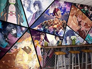 Papel Pintado Anime Demon Slayer Manga Dormitorio Color de la pared de la cabecera fotomural para paredes mural moderno dormitorio salon decoracion-312x219cm(WxH)