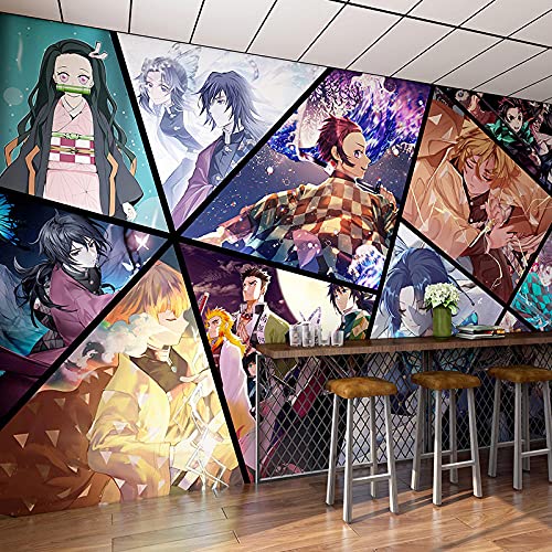Papel Pintado Anime Demon Slayer Manga Dormitorio Color de la pared de la cabecera fotomural para paredes mural moderno dormitorio salon decoracion-312x219cm(WxH)