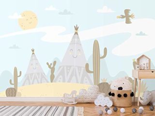 Papel Pintado Infantil para Pared Campamento Indio | Mural | Papel Pintado Infantil |350 x 250 cm | Decoración comedores, Salones, Habitaciones