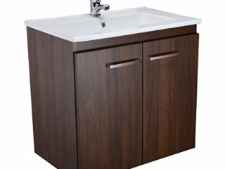paplinskimoebel Lavabo con armario bajo Bilbao 60 cm, bonito armario de baño con lavabo, mueble de baño, armario bajo lavabo con batería, corcho, sifón (roble oscuro)