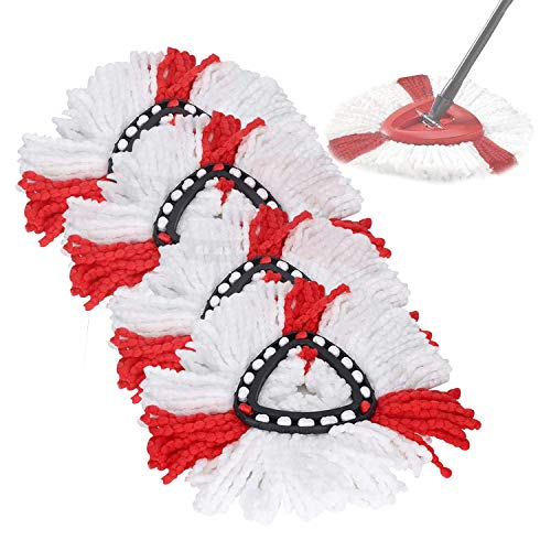 Paquete de 4 cabezales de repuesto para fregona, compatible con la fregona Vileda 2 en 1 Turbo Mop, O-Cedar, EasyWring y Clean Turbo Microfibra Mop, cabezal de recambio