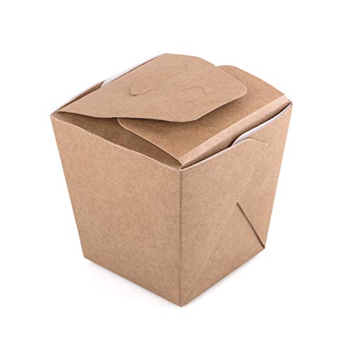 Paquete de 60 cajas de fideos de cartón Kraft 700 ml Contenedor de comida rápida comida para llevar caja china, desechable a prueba de fugas, reciclable, respetuoso con el medio ambiente (60, 700 ml)