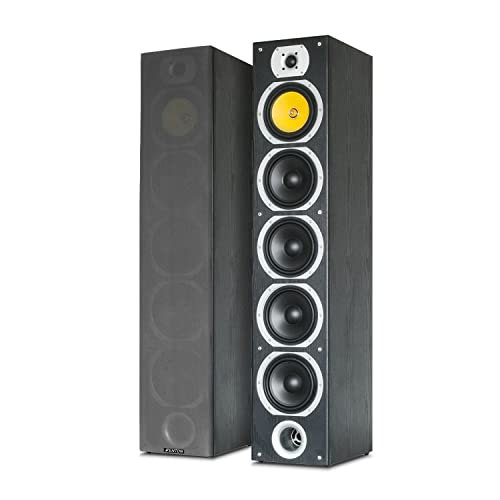 Pareja de Altavoces de Suelo HiFi 4 x 6.5 - Potencia Máxima de 600W - Negro - 4 vias - Sonido Envolvente, Cine en Casa, Alta Fidelidad Estéreo - Fenton shft57b