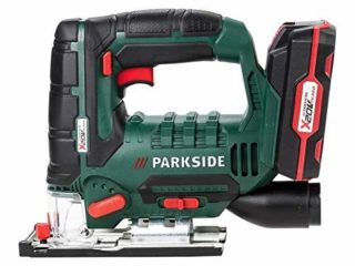 Parkside X20V Team - Sierra de calar péndulo (incluye batería y cargador, en maletín de transporte)