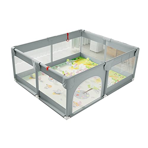 Parque De Bebés Barandilla Para Cama De Parque Infantil Gris Para Bebé, Patio De Juegos | Centro De Actividades Para Niños Con Base Antideslizante Patio De Juegos De Seguridad De Madera Resistente | V