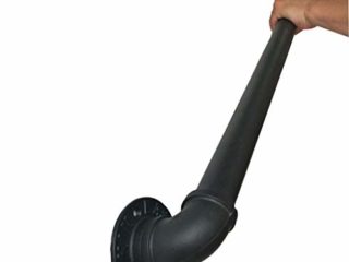 Pasamanos para escalera, interior y exterior, pared, barandilla de barandilla de pie, guardabarros de soporte, asa de seguridad – Kit completo – Metal hierro forjado negro (120 cm)