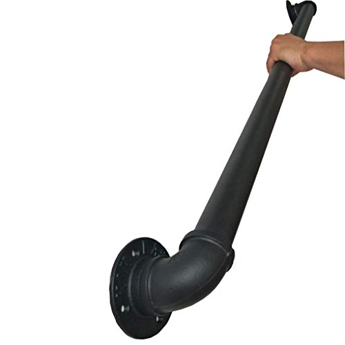 Pasamanos para escalera, interior y exterior, pared, barandilla de barandilla de pie, guardabarros de soporte, asa de seguridad – Kit completo – Metal hierro forjado negro (120 cm)
