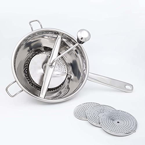 Pasapures Acero Inoxidable de 20cm con 3 Discos / Pasapure para Patatas y Verduras / Pasapures Manual / Colador Chino Cocina (20 cm)