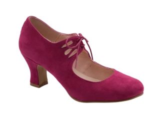 PASARELA - Zapatos Flamenca Cordones Antelina Mujer Danza Antelina Mujer Color: BUGANVILLA 27A Talla: 37