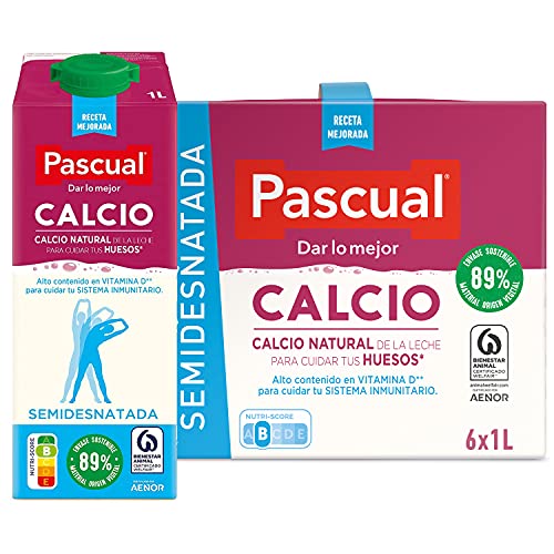 Pascual – Leche Semidesnatada Calcio Bienestar Animal – 6 x 1L