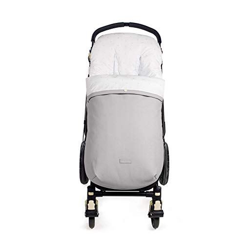 Pasito a Pasito. Saco Silla María de polipiel y uso universal para el invierno. Funda cubre silla de paseo, cochecito, bugaboo. Cubierta Protectora y Saco doble relleno extraíble. Color Gris.