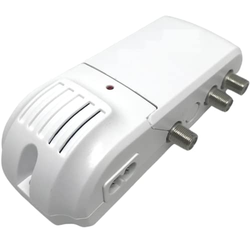 PATABIT Amplificador antena TV de interior | Repetidor señal TV TV TV 2 Salidas Digital Terrestre | Potenciador señal antena TV con filtro LTE VHF 25 dB/UHF 30 dB (amplificador de interior)