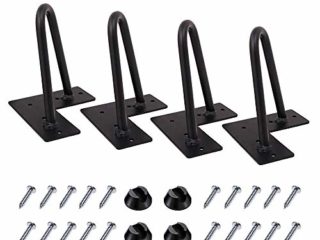 Patas de horquilla 4 pulgadas juego de 4, DIY muebles metal patas de mesa perfectas para gabinete, armario, gabinetes de TV, cajones, mesita de noche, 3/8"diámetro negro satinado