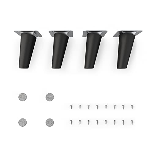 patas para muebles de madera - sossai® Clif Round | Negro Mate | Altura: 10 cm | HMF2 | redondo, cónico (diseño inclinado) | material: madera maciza (haya) | para sillas, mesas, armarios.