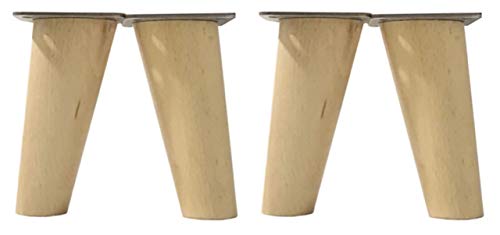 patas para muebles madera haya. Patas cónicas con inclinación, y placa de montaje ya instaladas. Color natural (10 cm natural)