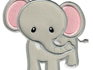 PatchMommy Elefante Parche Bordado para Ropa Parche Termoadhesivo (Rosa Gris) - Parches Infantiles y Apliques para Niños