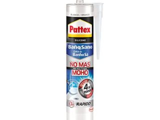 Pattex Baño Sano No Más Moho, silicona impermeable resistente al moho, silicona blanca duradera para cocina y baño, silicona sanitaria para juntas, 1 cartucho x 280 ml
