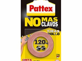 Pattex No Más Clavos Cinta, cinta adhesiva para aplicaciones permanentes, cinta de doble cara extrafuerte, adhesivo de montaje para interior y exterior, 19 mm x 1,5 m