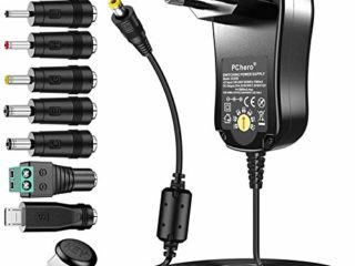pchero 24 W Universal Conector de fuente con 8 desmontable DC Conector para 3 V-12 V Casa electrónica y dispositivos USB – 2000 mA MAX