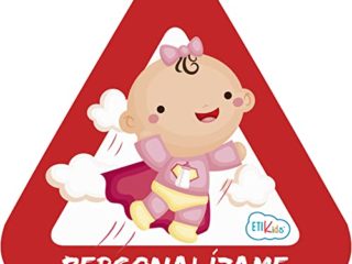 Pegatina Bebé a Bordo personalizable. Adhesivo vinilo para coche o moto. Sticker 15 x 13'7 cm.