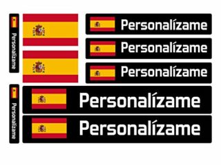 Pegatinas de Bandera con Nombre Personalizado para Bicicletas, Motos, Coches y patinetes eléctricos. 9 Etiquetas Adhesivas con Banderas Personalizadas. Vinilo Adhesivo Impermeable para vehículos