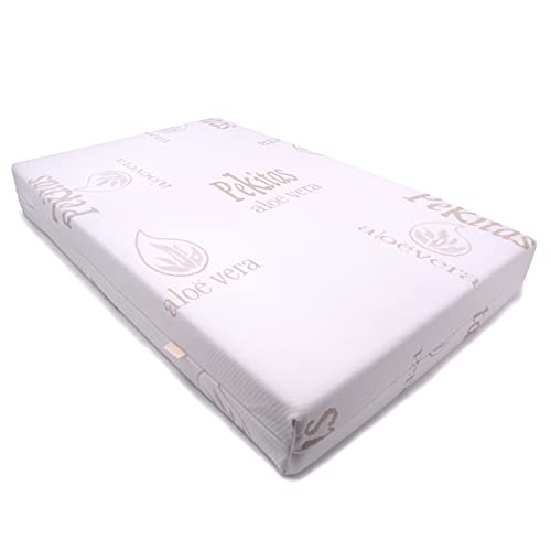 Pekitas - Colchón minicuna 50 x 75 cm,Funda Tejido AloeVera Ergonómico Transpirable Antiahogo con cremallera lavable, interior espuma blanca,Fabricado en España