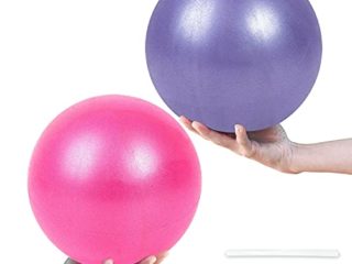 Pelota de Pilates de Yoga de 25 cm, 2 Pelotas de Ejercicio Pequeñas, Mini Pelota de Pilates Suave Antideslizante para Gimnasio, Yoga, Masaje y Pilates en Casa (Púrpura y Rosado)