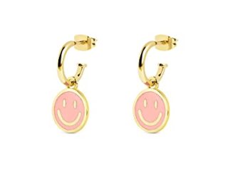 Pendientes Aro Smiley Rose Enamel Oro - Joyas mujer