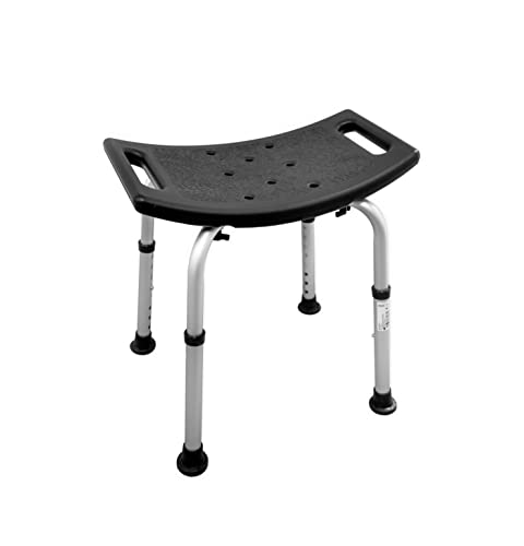 Pepe - Taburete Baño Adulto, Silla Ducha Mayores Regulable, Taburete Ducha Rectangular, Taburete Baño Ancianos, Taburete Ducha para Mayores Antideslizante, Montaje sin Herramientas, Negro.