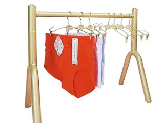 Perchero De Pie Barra De Ropa Dorada Mini Soporte De Exhibición para Ropa Interior Sujetadores Joyas, Etc, Precioso Perchero con Revestimiento De Nano Oro, Marco De Hierro Grueso