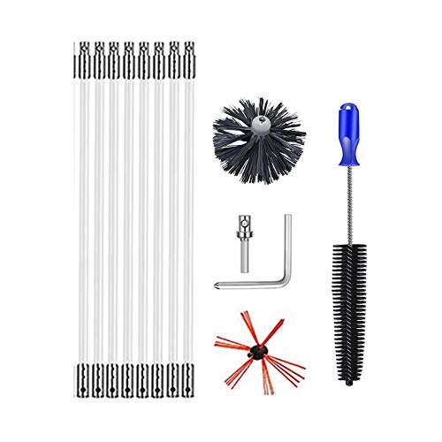 perfecti Kit De Deshollinador Profesional, 6M/8M/10M Cepillos De Chimenea De Nylon Cepillo De Limpieza De Tuberías Empalmables para Chimeneas, Conductos Y Estufas