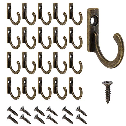 Perfetsell 60Pcs Ganchos para Llaves Colgadores Rústicos Pequeño Colgador Llaves Pared Original Colgadores de Llaves Mini Ganchos Vintage Bronce con 60 Tornillos para Llaves Toallas de Playa y Bolsa
