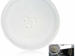PERFETSELL Plato Microondas Universal 245 mm de Diámetro Plato Giratorio Microondas Plato de Vidrio Plato Giratorio de Cristal para el Horno Microondas con 3 Fijadores, 245 mm